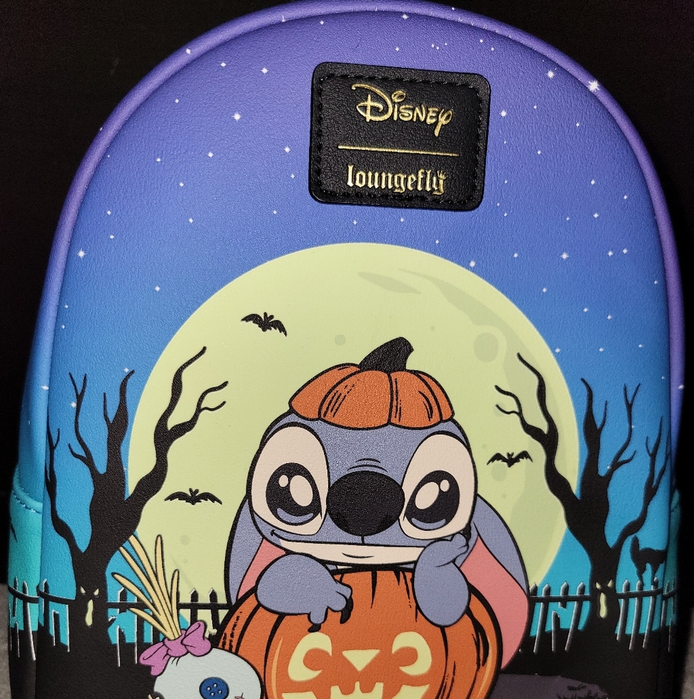 NWT Loungefly Disney Stitch Pumpkin Glow-In-The-Dark Mini Backpack